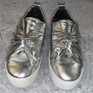 Rebecca Minkoff silver slip on shoes